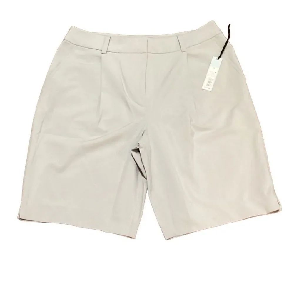 NWT Prologue Gray Chino Bermuda walking Shorts Pleated High Rise 12